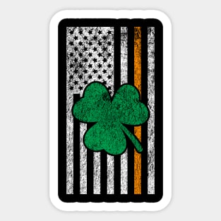 Vintage Irish Lucky Shamrock American Flag St Patricks Day Sticker